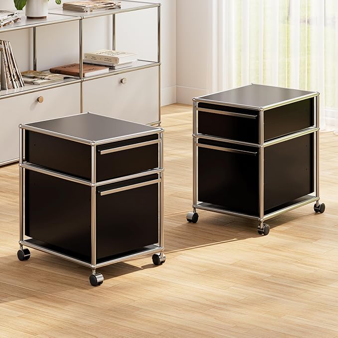 Modern Storage Cabinet Versatile Free-Standing Organizer for Home Office Décor, Green (Black, L-16 D x 21" W x 24" H)