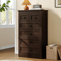 wanan Tall 6 Drawer Dresser for Bedroom, Walnut Modern 43.3'' Tall Wood Chest of Drawers, Storage Organizer with Smooth Metal Rails & Anti-Tip Kit for Closet, Hallway, Living Room