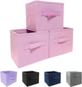 EBIGIC Storage bins collapsible storage bins,cube storage organizer （Pack of 3） 10.5 * 10.5 * 11 inch,For home and office Collapsible Closet Shelf Organizers, Drawer Organizers(Pink)