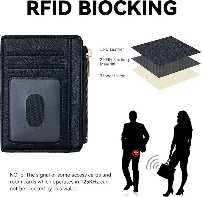 Tipmile Mens RFID Wallet, Small Slim Business Credit Card Holder, Mens Gift | Mini Tiny Cute ID Case, Minimalist Zipper Pocket Wallet, Thin Coin Purse, Mothers Gift