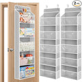 JARLINK Over The Door Toy Storage Organizer w/Clear Window, Grey, 2 Pack | Anti-Tilt 44 lb Load Capacity, Baby Toy Storage Organizer for Stuffed Animals, Nursery, Kid Bedroom, Newborn Baby Essentials