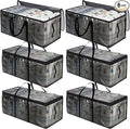 YGEOMER 6 Pack Large Moving Bags with Strong Zipper & Comfortable Handles Heavy Duty PVC Clothes Storage Bags Water-Resistant Storage Moving Boxes for College Supplies(Black, PVC)