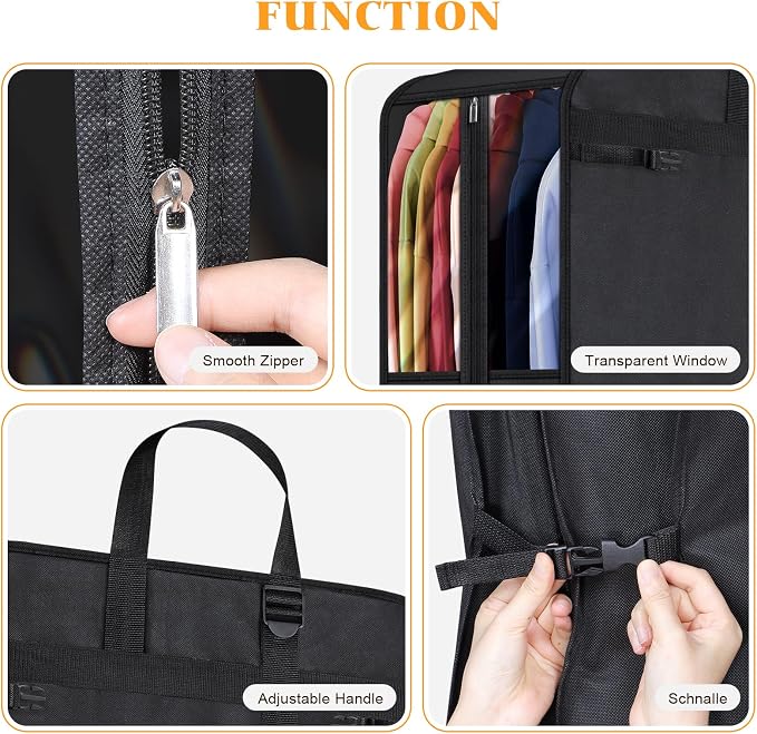 Univivi Garment Bags for Hanging Clothes, 50" Heavy Duty Suit Bags, Extra Capacity Clothes Bags for Moving, Suit Cover with Handles and Buckle Straps for Suit, Coat, Jacket, 2 Pack