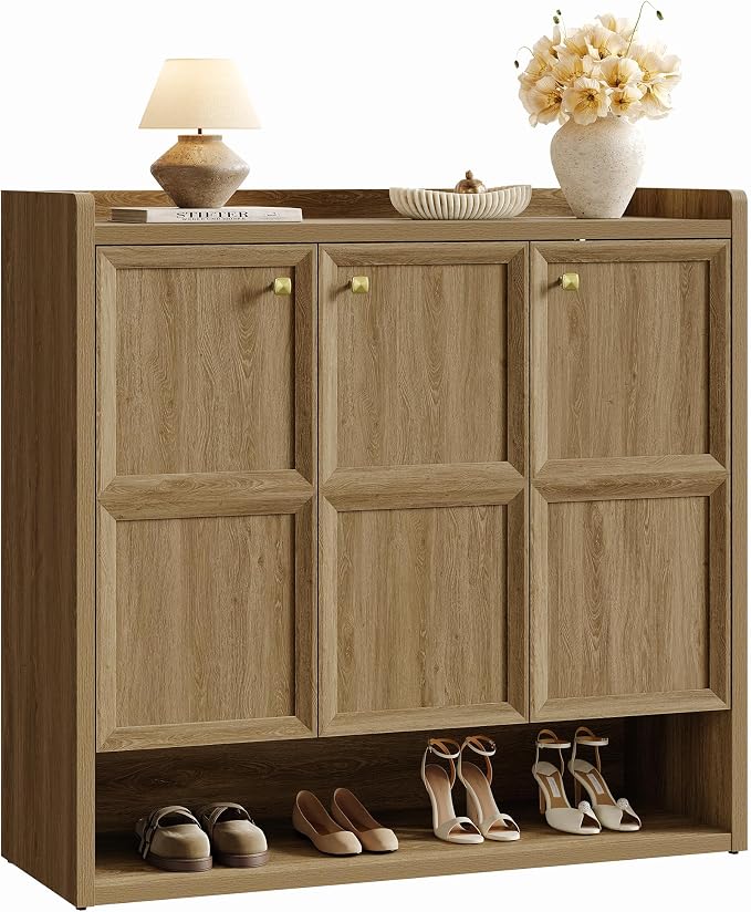 SICOTAS Shoe Storage Cabinet for Entryway, 6-Tier Shoe Cabinet with 3 Doors | 47.6" Wide Extra Large Shoe Cabinet with 3 Doors, Holds Up to 30 Pairs, Adjustable Shelves Shoes Rack Organizer for Hallway