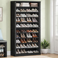 Hzuaneri Shoe Storage Cabinet,10 Tiers Farmhouse Tall Shoe Cubby Organizer | Freestanding Shoe Cabinets, Wooden Shoes Rack with Cubby, 36-40 Pairs, for Entryway, Living Room, Black SR59204X