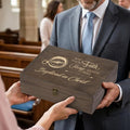 Engraved Baptism Memory Box – Wooden Keepsake Box for Christening Gifts, Baby Dedication, or First Communion – X-Large Size – Dark Walnut Finish –14.12 x 9.5 x 4.5 in