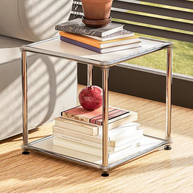 Nightstand Modern Storage Cabinet White A Versatile Free-Standing Organizer for Home Office Décor, Green (White Upgrade, A-15 D x 15" W x 15" H)