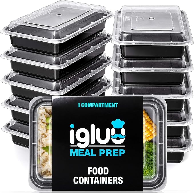 Igluu Meal Prep Containers Reusable (20 Pack) 1 Compartment – 28oz | Food Containers with Lids – Stackable, Microwave, Freezer & Dishwasher Safe – BPA-Free