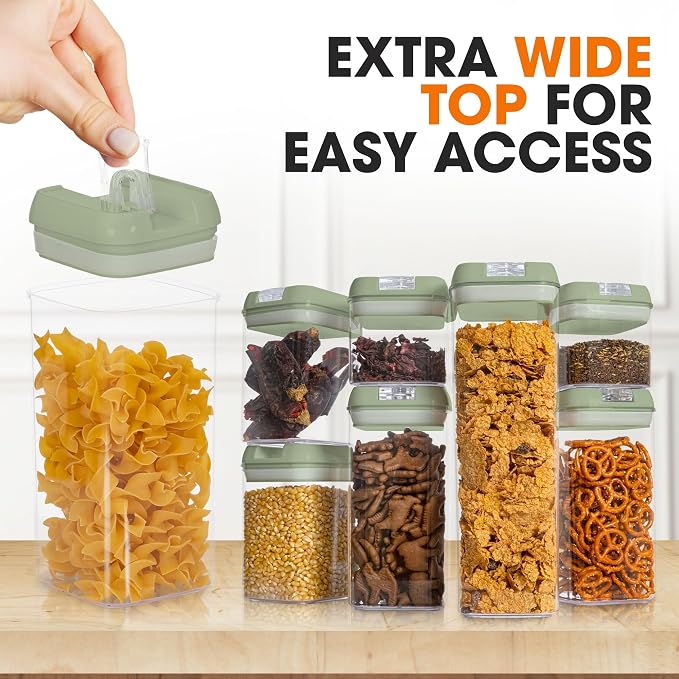 Cheer Collection Airtight Food Storage Containers, Kitchen Storage Containers for Pantry, Set of 7 Food Containers with Lids Airtight, Pantry Storage Containers & Organizers with Lids, Olive