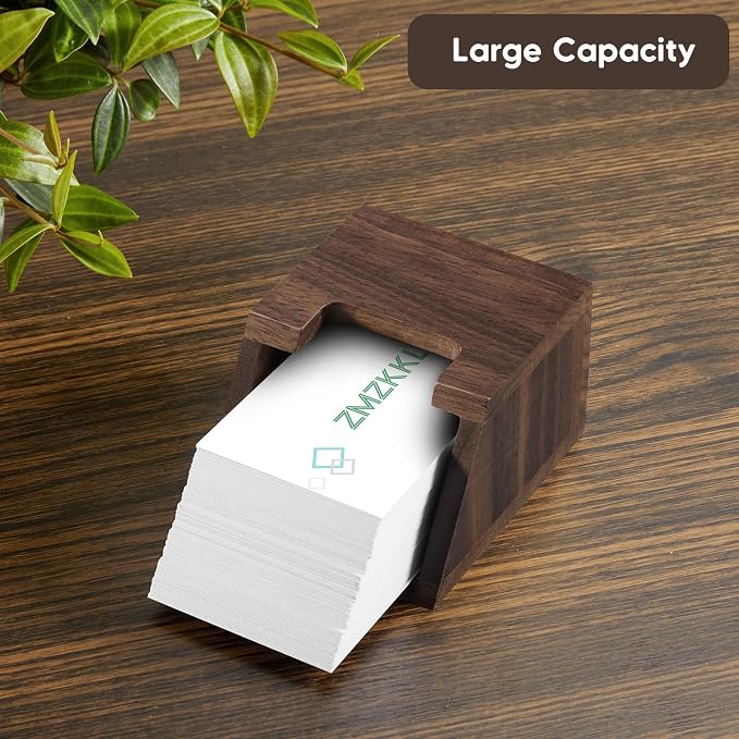 Walnut Wood Business Card Holder for Desk - Vertical Business Card Display Stand - Wooden Business Card Organizer for Office Tabletop Desktop