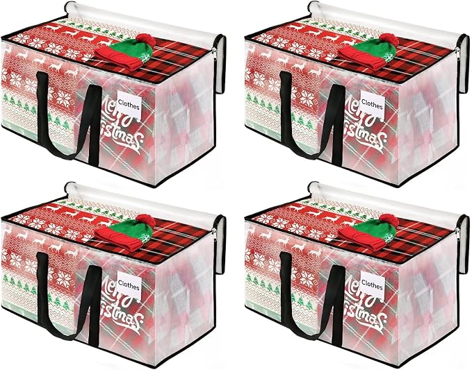 BlissTotes Moving Bags, 125L 4-Pack Storage Bags, Moving Box Heavy Duty Extra Large, Moving Totes with Zipper, Large Packing Bag with Reinforced Handles, Boxes for Packaging Moving