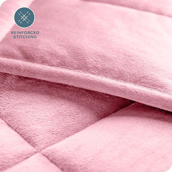 Bare Home Weighted Blanket Queen Size 17lb (60" x 80") for Adults - Minky Fleece - Premium Heavy Blanket Nontoxic Glass Beads (Light Pink, 60"x80")