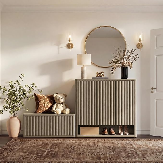 SICOTAS Shoe Cabinet 94.4" Wide Freestanding Hidden Shoe Storage Cabinet with 6 Doors & 8 Adjustable Shelves Tall Modern Shoes Rack Organizer Cabinets Storage for Entryway Hallway Living Room Entrance