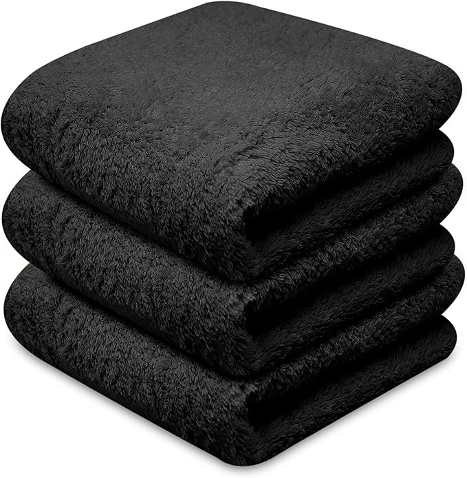 Towelogy® Super Absorbent Microfibre Cloth | Absorbs Over 10 Times its Weight in Water | Sponge-Like Absorbency | Multipurpose Scratch-Free Cleaning Cloth for Household Use (Black)