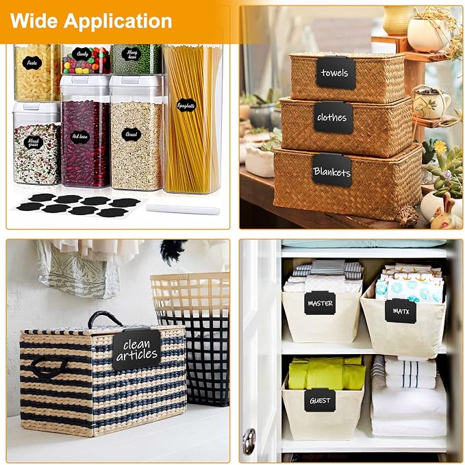 12PCS Basket Labels, Premium Bin Basket Labels Clip On, Pantry Basket Labels Tags for Storage Bins Fabric Cubes Wicker Organization