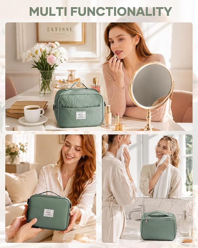 Gym Bag Womens Mens with Shoes Compartment Travel Duffel Bag for Women for Plane Sport Gym Tote Bags Swimming Yoga Weekend Overnight Carry on Bag Hospital Holdalls 4Pcs Set Dark Green