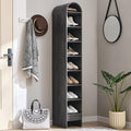 IFGET 67" Tall Arched Shoe Storage Cabinet, 8-Tier Wooden Rack with 3 Adjustable Shelves, Freestanding Closet Shelf Organizer for Entryway, Hallway, Living Room (Dark Grey)