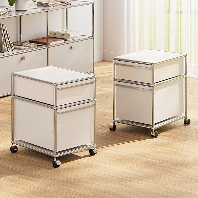 Modern Storage Cabinet Versatile Free-Standing Organizer for Home Office Décor, Green (White, L-16 D x 21" W x 24" H)