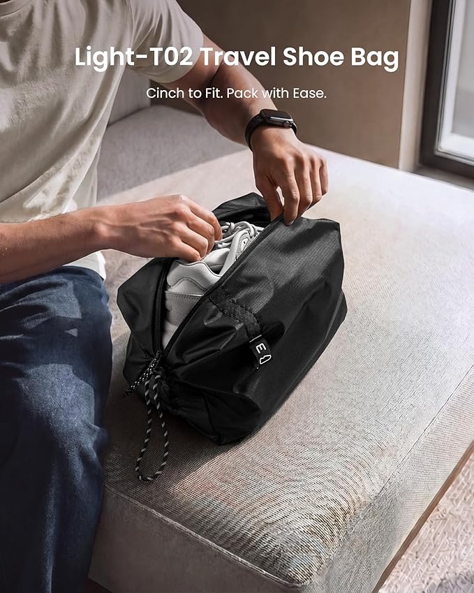 tomtoc Shoe Bag for Travel Packing, Fits Up to US Men’s 10/Women’s 11.5 | Odor-resistant Packing Organizer Pouch for Backpack Luggage Suitcase, Travel Essentials Storage for Daily Gym Use, M 1Pack