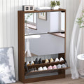 BORNOON Shoe Cabinet with 3-Flip Mirror Drawers, Freestanding Shoe Rack Organizer with Hidden Handle, Slim Narrow Shoe Storage Cabinet for Entryway, Entrance, Hallway, Bedroom