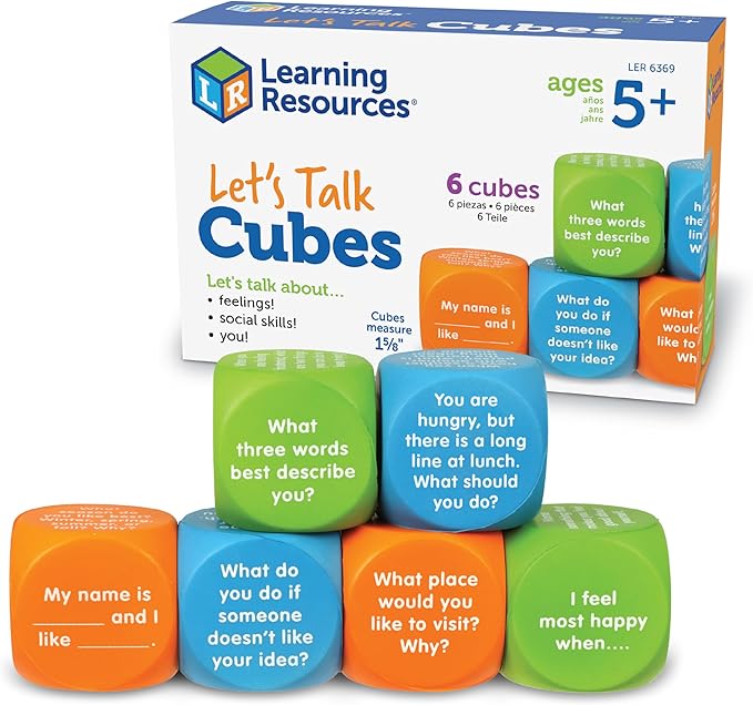 Learning Resources Let's Talk Cubes, Social Emotional & Speech Therapy Activities, Classroom Supplies, Sensory Gifts for Boys and Girls, Multi-Color