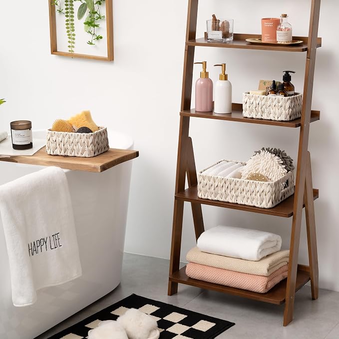 GRANNY SAYS Wicker Baskets for Storage, Wicker Storage Basket for Organizing, Small Woven Baskets, Waterproof Basket for Vanity, Home Decor, 3-Pack