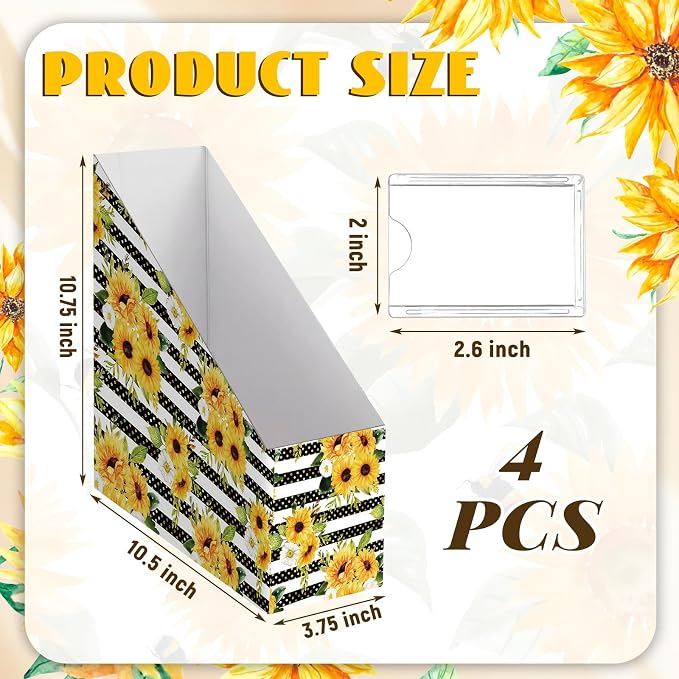 AmazingSpark Sunflower Magazine File Holder Decorative Set of 4