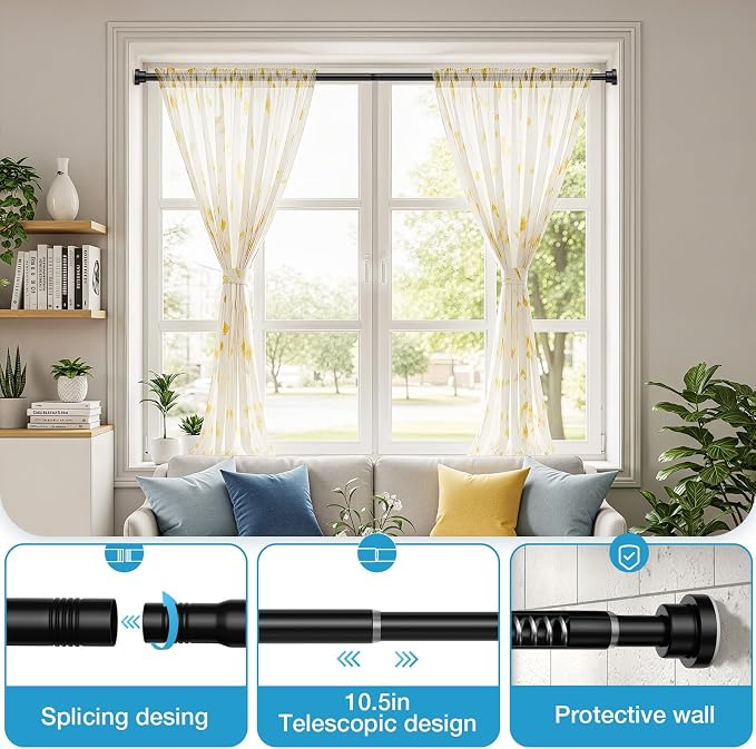 Tension Curtain Rod 31 to 75 Inch Spring Tension Rods for Windows Adjustable Curtain Rod No Drilling Expandable Pressure Curtain Rod Tension Rod for Closets,Bathroom,Kitchen,Doorway