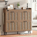 ChooChoo Shoe Storage Cabinet with 4 Flip Drawers, Deodorizing Shoe Organizer Storage for Entryway, Freestanding Hidden Slim Narrow Shoe Rack Cabinet, Rustic Oak