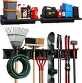 TIDYME Heavy-Duty Garage Wall Storage System | Wall Mounted Tool Organizer Rack with Shelving | 12-Piece Mounting Kit | 6x10” Double-Layered Hooks & 2x24” Floating Utility Shelves