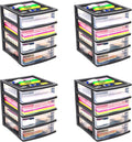 Gracious Living 4 Drawer Desktop & Countertop Organizer w/Organization Lid for Craft Storage, Office Supplies & School Supplies, Black/Clear (4 Pack)