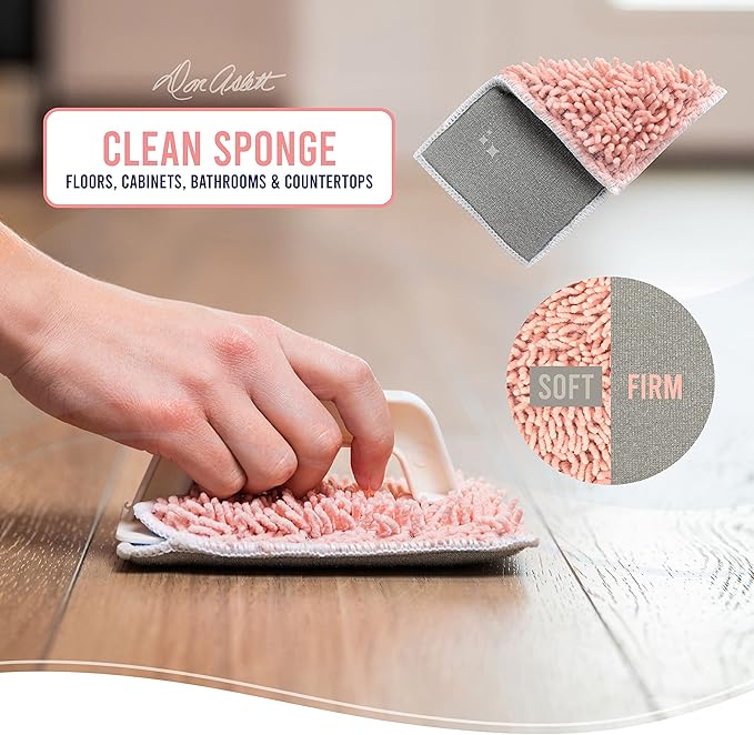 Don Aslett’s Scrub & Switch Combo Set | Dual-Sided Scrub, Clean, and Polish Sponges Included | Handheld Tool for Extra Scrubbing Power | Reusable and Machine Washable | 2-Pack