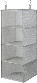 Hanging Closet Organizer with Hook, Collapsible 4-Shelf Closet Organizers, Hanging Shelves for Clothes Shoes Towels Sweater 32 * 12 * 12 Inches