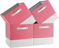 Cube Storage Bins | 13"x15"x13", Pink & White, 4 Pack | Multi-Size | 2X Thick Support Board | Vegan Leather Handles | 7.7 oz/yd² Fabric | Drawer Insert Basket Fits KALLAX