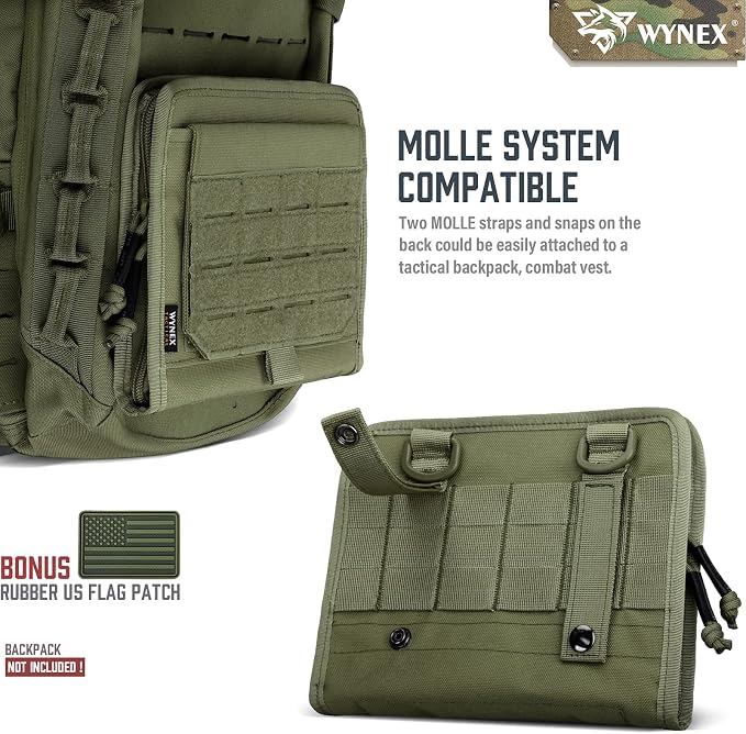 WYNEX Tactical Molle Admin Pouch, Laser-Cut, EDC Organizer Tool Pouch | Utility Organizer EDC Medical Bag, EDC Pocket Modular Pouch, Tactical Accessories EDC Pouch, Include U.S Patch