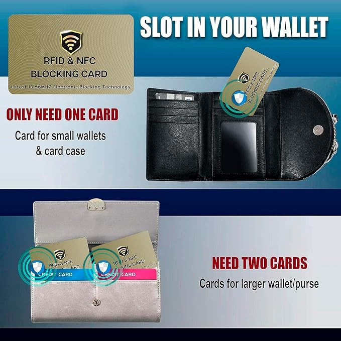 SaiTech IT RFID Blocking Card for Credit Debit ID Card, Golden | Slim Anti-Theft Contactless NFC RFID Blocker Protector, Easily Fit into Wallet and Purse, for Men & Women