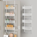 SWTYMIKI Over the Door Purse Organizer - Wall Mounted Purse Rack with 4 Adjustable Metal Basket and 6 Hooks, Hanging Bag Rack for Handbag Organizer, Bag Storage Can Use As 1/2 Part, for Door