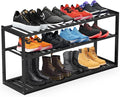 Jripae 3 Tier 32.5inch Long Bamboo Shoe Rack for Entryway Closet Garage | 3 Tier Stackable Shoe Shelf Holder for Men/Women Hallway/Berdroom, Bookshelf, Flower Rack, Home Space Saving