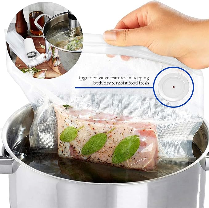 VICARKO 30 Vacuum Zipper Bags, Vacuum Sealer Bags, Food Storage, Reusable Bags, with Double Layers, BPA Free, 2.9L, 11.0 x 10.5"（20 Blue Classic+10 White Upgraded ）