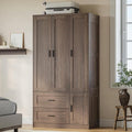 ANCTOR 70.6 Inch Armoire Wardrobe Closet with Drawers (Dark Walnut) | Freestanding engineered wood armoire with a hanging rod, adjustable shelves and concealed storage for bedroom organization