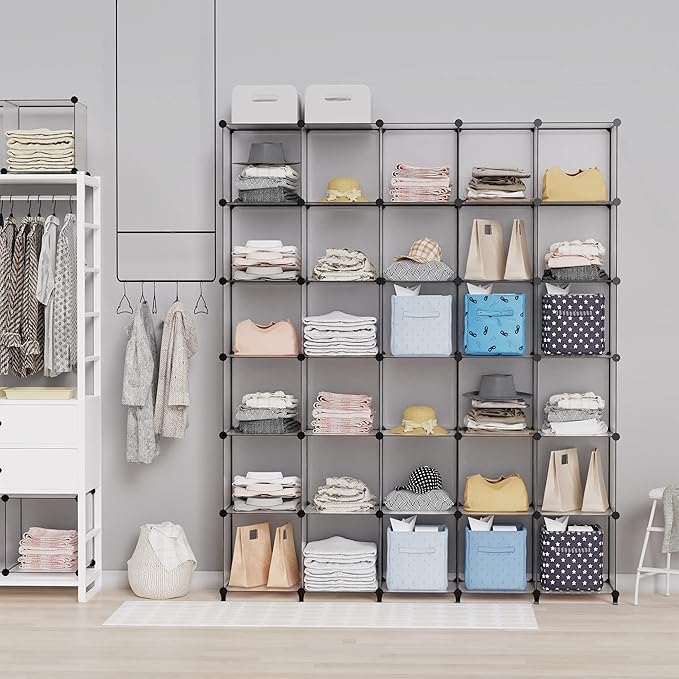 HOMIDEC Closet Organizers and Storage, 9 Cube Storage Organizer, Grey | Portable Closet Organizer, Storage Cubes Shelves, for Bedroom, Kids Room, Bathroom, Wardrobe