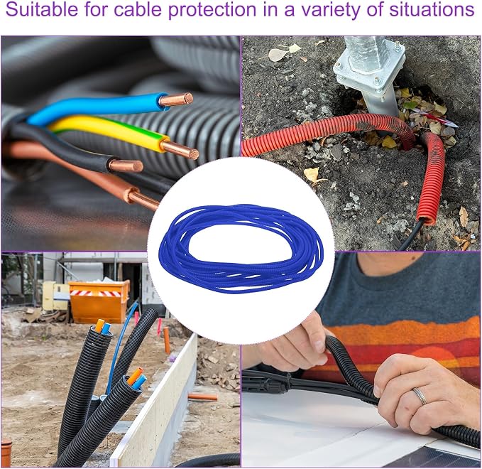DMiotech 50ft Wire Loom Split Tubing 1/4 Inch(6.4mm) ID, Cord Protectors from Pet Flexible Conduit Cable Management for Office Home Garden, Blue