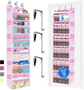 Over the Door Organizer Storage 6 Tier, 12 Large Capacity Side Pockets, Heavy Duty Metal Reinforced Hook Anti Tilt 75 LB Load Behind Door Storage for Bedroom Bathroom Pantry Nursery