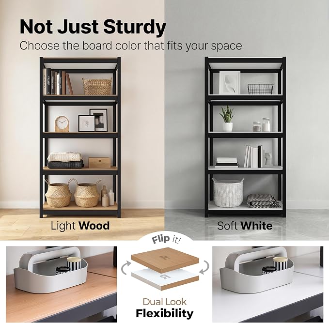 HOMEDANT House 48.1" 5-Tier Metal Rolling Cart Shelf Rack Casters Heavy Duty Laminated Wheel Shelving Unit Adjustable Utility Storage Shelves Shelf Kitchen Garage Black 2Pack