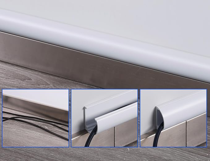 ZhiYo 34in Cord Hider for 2-4 Wall-Mounted TV Wires, 1.4" W x 0.7" H, White | Split-Hinge Design for Easy Installation, Half-Round Glazed Finish Ideal for Wall/Baseboard, Self-Adhesive, 2 Pack (17" Each)
