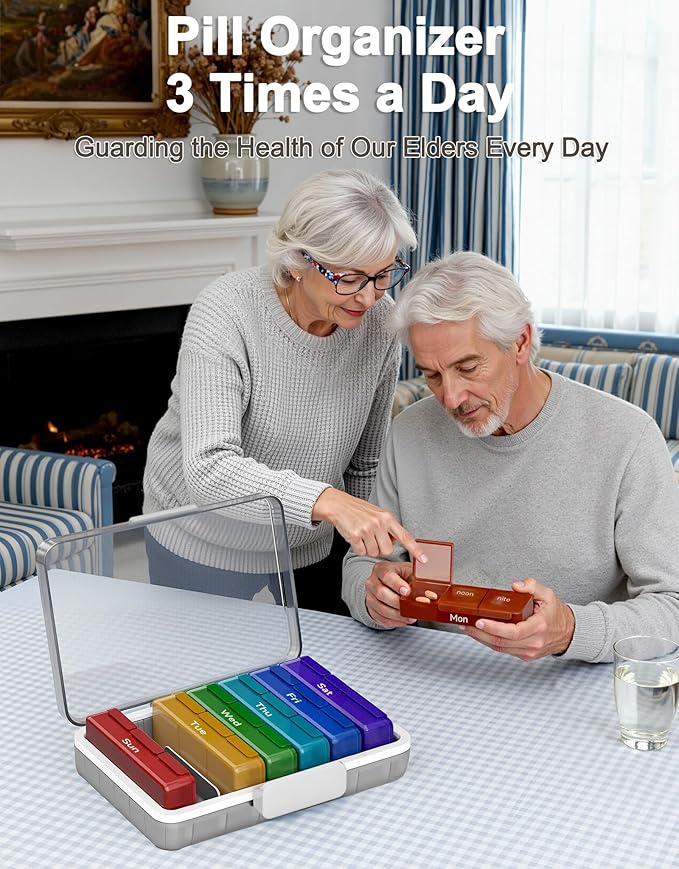 CTIME 4-Tier Extra-Large Medicine Organizer with Portable Pill Case Empty | Double Capacity for Family Needs; BPA-Free Safety; Clear Visible Lids; Neatly Categorized; Home & Travel Essentials; Gift