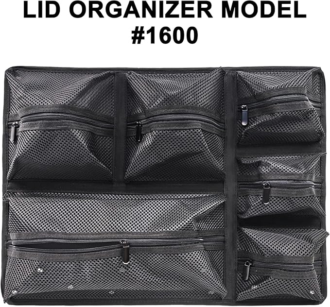 LAFENLIN UPGRADED Lid Organizer for Pelican 1600 Case, 6 Thick Mesh Pockets Storage Organizer, Fits Camera Cases, Diving Dry Boxes, Hard Cases & Toolboxes, Includes Screws & Hook and Loop, Durable