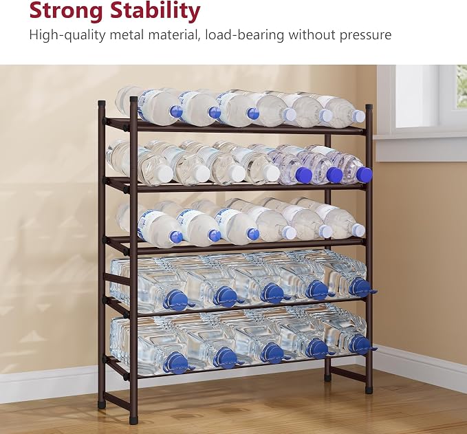 Tajsoon Expandable Shoe Rack for Closet 5 Tier, 28“-41“Stackable, Bronze | Adjustable Shoe Organizer Closet Shoe Rack Floor, Metal Shoe Shelf Storage for Entryway, Closet, Garage, Front Door Entrance