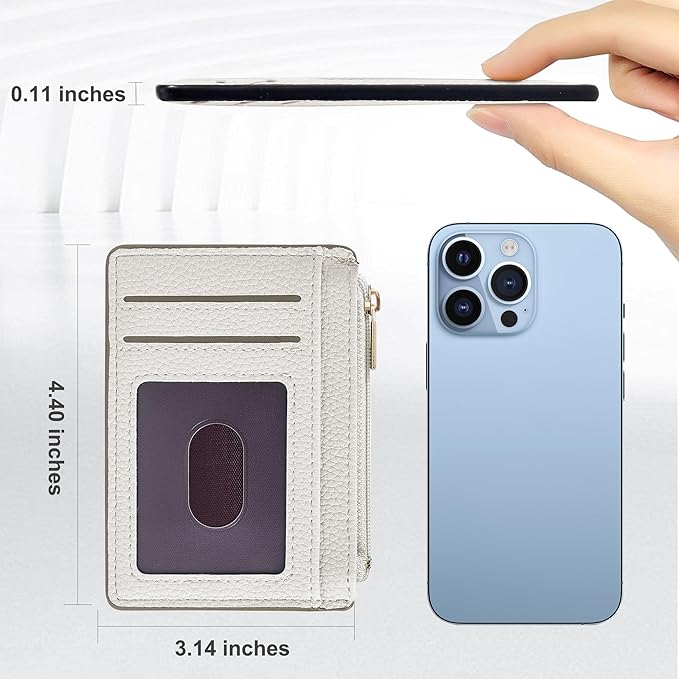 Tipmile Womens Credit Card Holder Wallet, Small Slim RFID Blocking Sleeve | Mini Tiny Cute ID Case, Minimalist Zipper Pocket Wallet, Thin Coin Purse, Mothers Gift