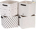 Sea Team Collapsible Canvas Fabric Storage Basket with Handles, Square Storage Box, Cube, Foldable Shelf Basket, Closet, Desk Organizer for Nursery, Home, Office (Black, Set of 4)